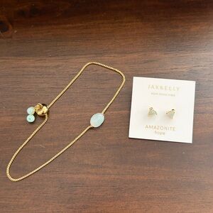 Amazonite Gold earrings and Bracelet
